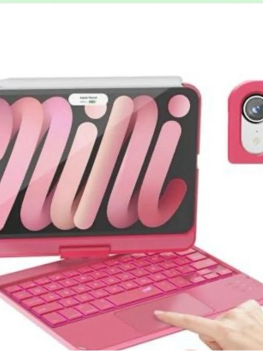 Pink Tablet with Detachable Keyboard